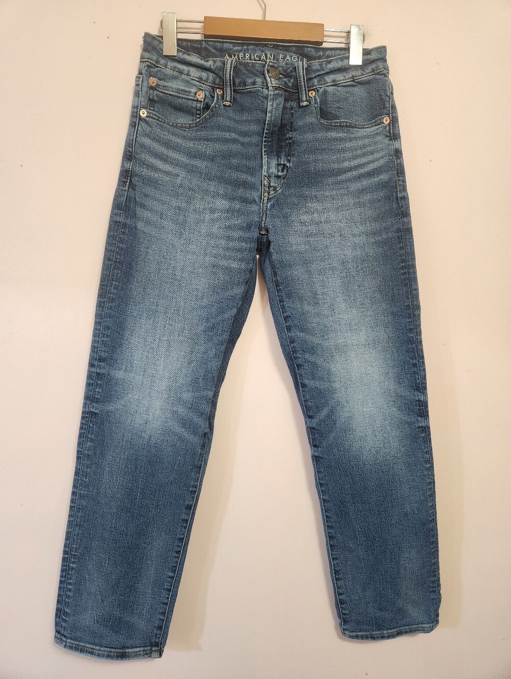American Eagle Airflex+ Real Good Medium Wash Denim Slim Straight Jeans Size 28